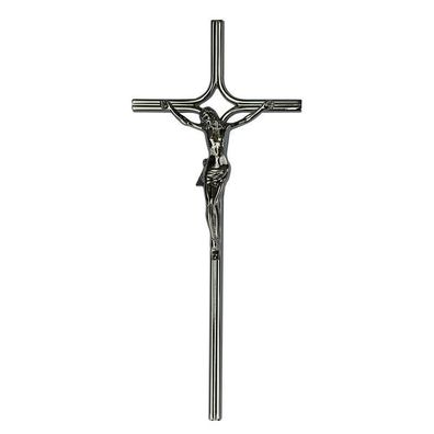 Kreuz Kruzifix Jesus Grabschmuck aus Messing verchromt 49cm