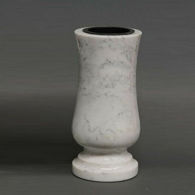 XL Grabvase Carrara Marmor weiß Ø 15cm - Friedhofsvase Naturstein massiv