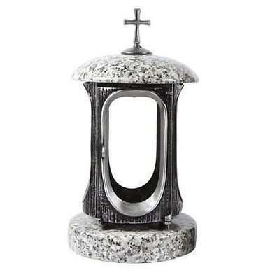 Grablaterne Grablicht aus Granit schlesisch Grabschmuck Friedhof Urnengrab Edel