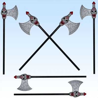 6 x Axt mit Totenkopf Zubehör Waffen für Kostüme Halloween und Fasching