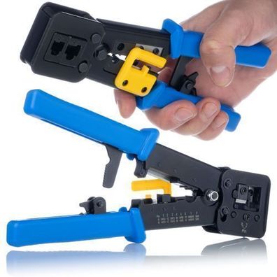 Rosfix Crimpzange RJ45/RJ12/RJ11 – 240 mm Länge | mit Abisolierer