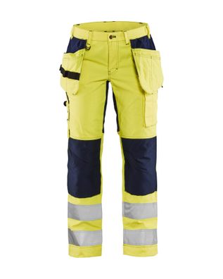 Damen High Vis Arbeitshose mit Stretch Gelb Marine Groesse C38