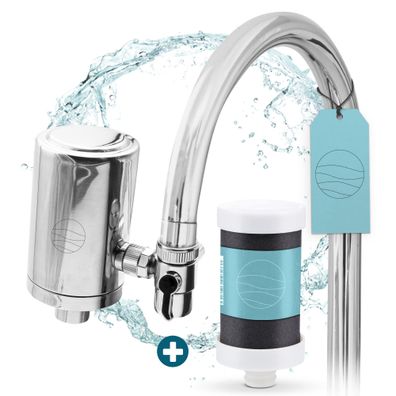 Wasserfilter Wasserhahn Edelstahl Aktivkohle Trinkwasserfilter mit Kartusche