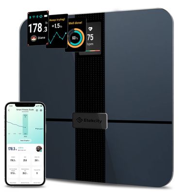Etekcity Körperfettwaage 14 Biometrien WLAN Bluetooth USB-Aufladung