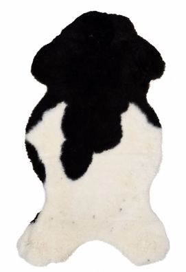 Schaffell Echt | Schwarz-Weiß gescheckt, ca. 103 cm | Weichflor | Öko gegerbt