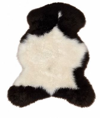 Schaffell Echt | Dunkelbraun-Weiß gescheckt, ca. 100 cm | Weichflor | Öko gegerbt
