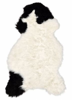 Schaffell Echt | Weiß-Schwarz gescheckt, ca. 98 cm | Weichflor | Öko gegerbt