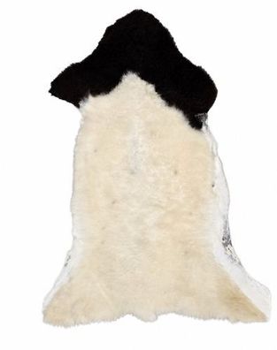 Schaffell Echt | Cremeweiß-Schwarz gescheckt, ca. 98 cm | Weichflor | Öko gegerbt