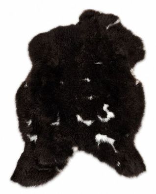 Schaffell Echt | Schwarzbraun-Weiß gescheckt, ca. 85 cm | Weichflor | Öko gegerbt