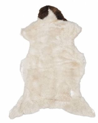 Schaffell Echt | Weiß-Braun, ca. 116 cm | Kurzflor | Öko gegerbt