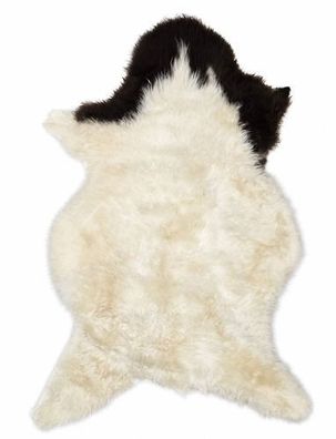 Schaffell Echt | Weiß-Braun, ca. 103 cm | Naturfell | Öko gegerbt