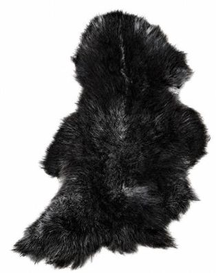 Schaffell Echt | Anthrazit-Schwarz, ca. 100 cm | Langflor | Öko gegerbt