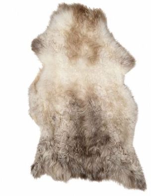 Schaffell Echt | Cremeweiß-Taupe meliert, ca. 88 cm | Lockenflor | Öko gegerbt