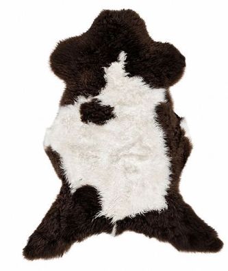 Schaffell Echt | Braun-Weiß gescheckt, ca. 97 cm | Weichflor | Öko gegerbt