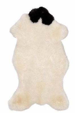 Schaffell Echt | Weiß-Schwarz, ca. 102 cm | Kurzflor | Öko gegerbt