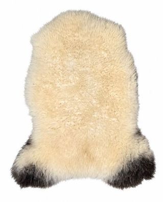 Schaffell Echt | Weiß-Grau-Schwarz, ca. 92 cm | Naturfell | Öko gegerbt