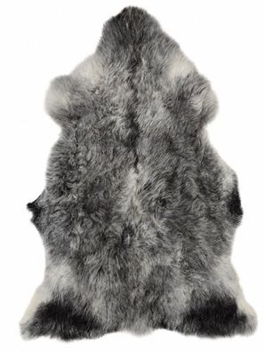 Schaffell Echt | Silbergrau-Schwarz meliert, ca. 103 cm | Weichflor | Öko gegerbt