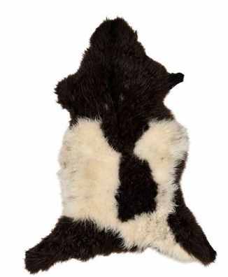 Schaffell Echt | Dunkelbraun-Weiß gescheckt, ca. 108 cm | Weichflor | Öko gegerbt
