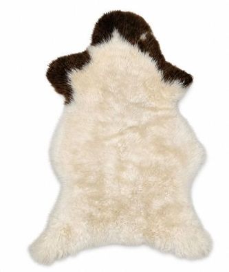 Schaffell Echt | Weiß-Braun, ca. 102 cm | Naturfell | Öko gegerbt