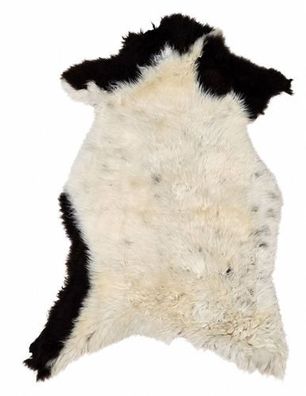 Schaffell Echt | Cremeweiß-Schwarz gescheckt, ca. 108 cm | Langflor | Öko gegerbt