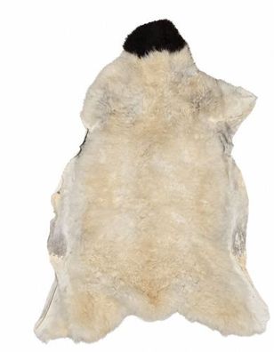 Schaffell Echt | Weiß-Braun, ca. 103 cm | Kurzflor | Öko gegerbt