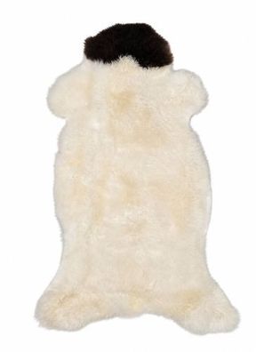Schaffell Echt | Cremeweiß-Schwarz gescheckt, ca. 105 cm | Weichflor | Öko gegerbt