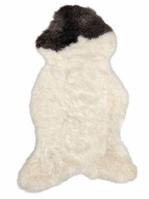 Schaffell Echt | Cremeweiß-Grau gescheckt, ca. 113 cm | Weichflor | Öko gegerbt