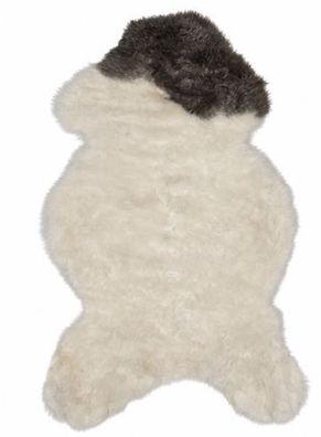 Schaffell Echt | Cremeweiß-Grau gescheckt, ca. 108 cm | Weichflor | Öko gegerbt