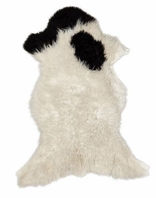 Schaffell Echt | Weiß-Schwarz, ca. 104 cm | Naturfell | Öko gegerbt