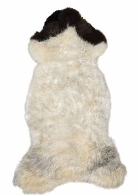 Schaffell Echt | Weiß-Braun, ca. 108 cm | Naturfell | Öko gegerbt