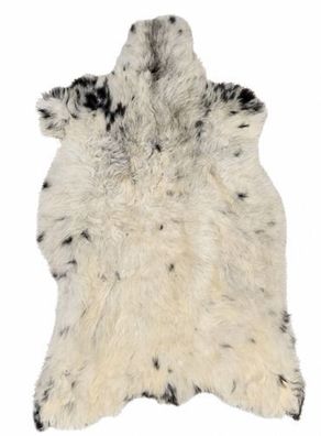 Schaffell Echt | Weiß-Schwarz, ca. 120 cm | Naturfell | Öko gegerbt