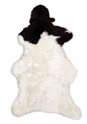 Schaffell Echt | Weiß-Schwarz gescheckt, ca. 108 cm | Weichflor | Öko gegerbt