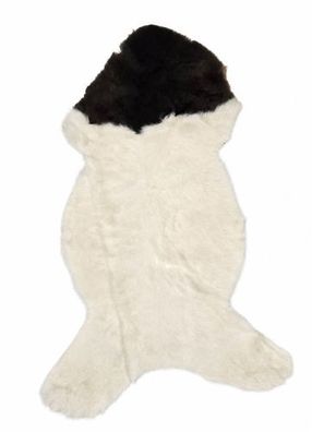 Schaffell Echt | Cremeweiß-Schwarz gescheckt, ca. 110 cm | Weichflor | Öko gegerbt