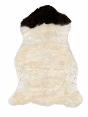 Schaffell Echt | Weiß-Braun, ca. 96 cm | Kurzflor | Öko gegerbt