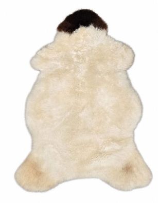 Schaffell Echt | Weiß-Braun, ca. 105 cm | Naturfell | Öko gegerbt