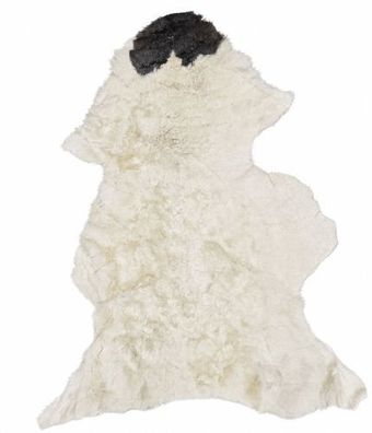 Schaffell Echt | Cremeweiß-Grau gescheckt, ca. 103 cm | Weichflor | Öko gegerbt
