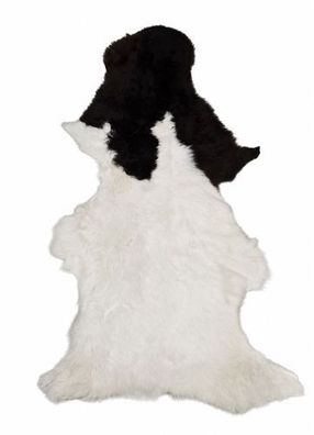 Schaffell Echt | Weiß-Schwarz gescheckt, ca. 110 cm | Weichflor | Öko gegerbt