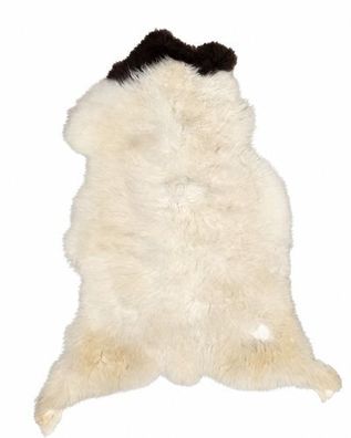 Schaffell Echt | Cremeweiß-Dunkelbraun gescheckt, ca. 110 cm | Weichflor | Öko gegerb