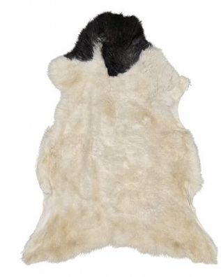 Schaffell Echt | Weiß-Braun, ca. 101 cm | Kurzflor | Öko gegerbt