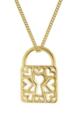 trendor Schmuck Damen-Halskette 925 Silber Vergoldet mit Schloss-Anhänger 21839