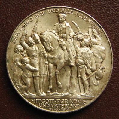 Preussen. 3 Mark 1913, Jahrhundertfeier der Befreiungskriege