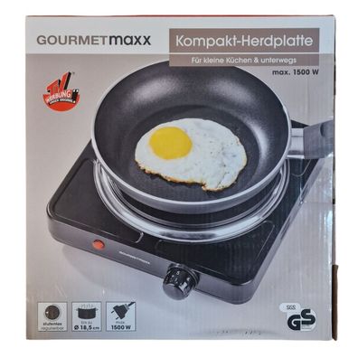 Gourmetmaxx Einzelkochplatte 1500W elektrische Herdplatte stufenlos mit Thermostat