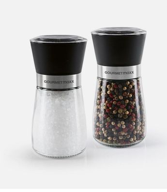 Gourmetmaxx Salz- und Pfeffermühle 13 cm Transparent/Schwarz