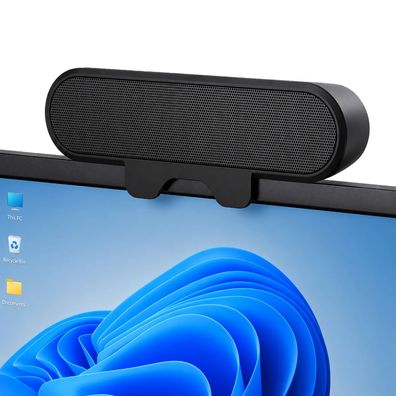 P42C PC Lautsprecher 10W USB Soundbar mit Monitor Clip für PC Laptop Notebook