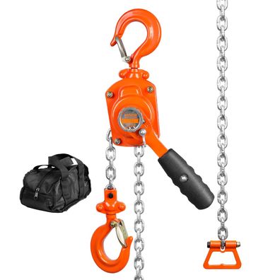 VEVOR Mini Hebelzug 0,5T Kettenzug 2,80m Hubhoehe Stahl G80-Kette