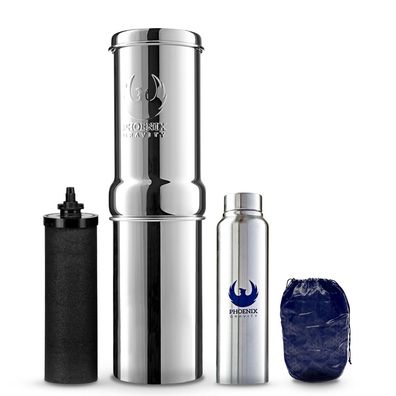 Phoenix Gravity tragbarer Wasserfilter 1 Liter Edelstahl mit Aktivkohle