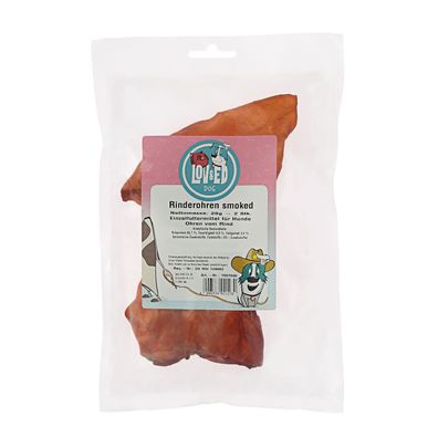 Lov&Ed Rinderohren smoked, 2 Stück - natürliches Kauprodukt für Hunde