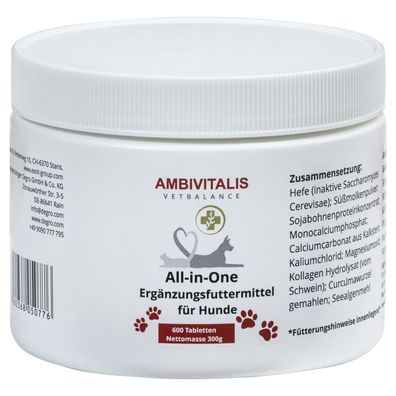 Ambivitalis All-In-One 300 g / 600 Tabletten - Ergänzungsfuttermittel für Hunde