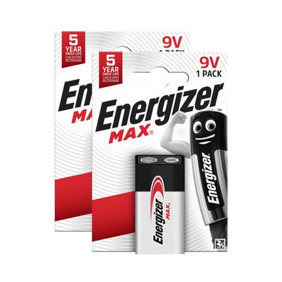 2x Energizer Batterie Alkaline E-Block 6LR61 9V Max 1er Blister