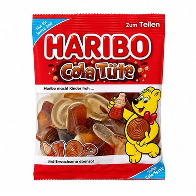 HARIBO Cola Tüte, Fruchtgummi, teilweise mit Schumzucker 175g